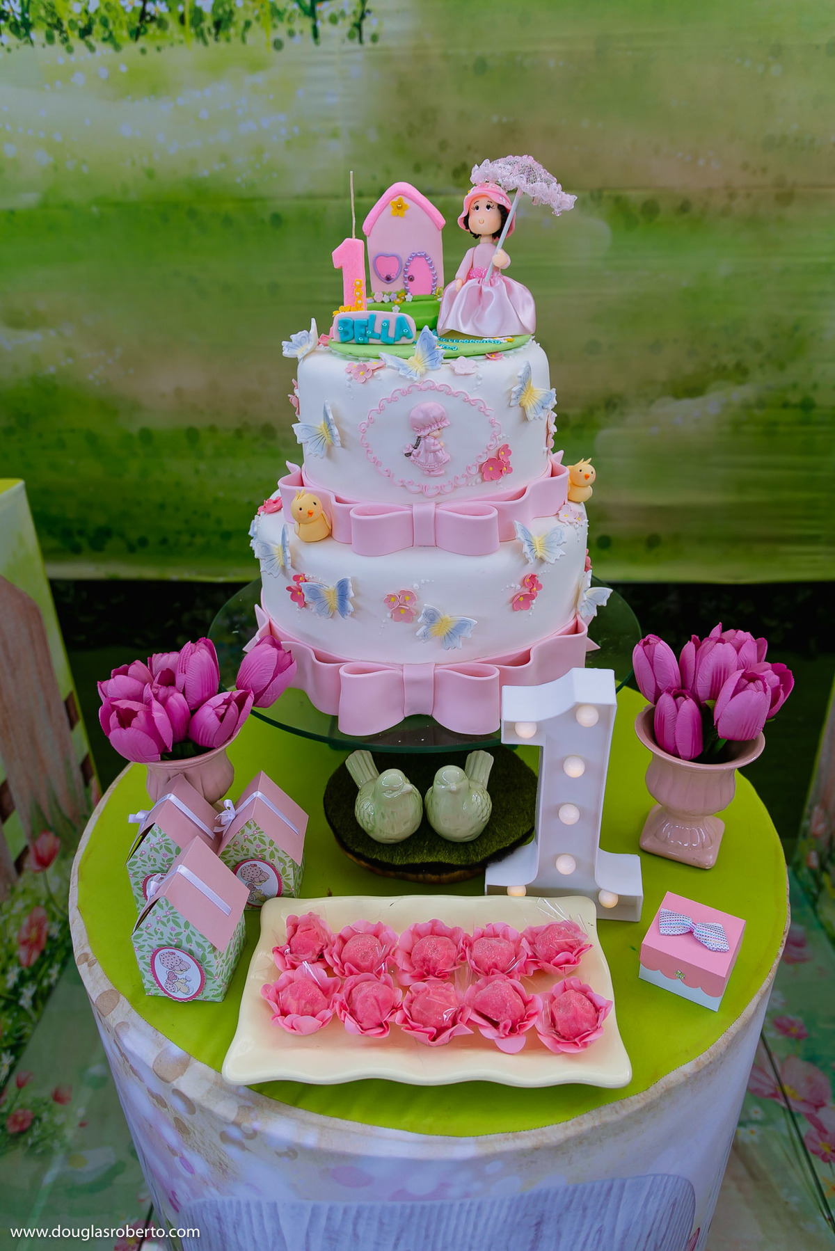 bolo happy birthday garden