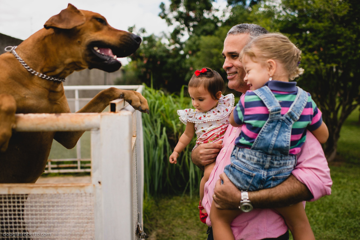 crianças e cachorro