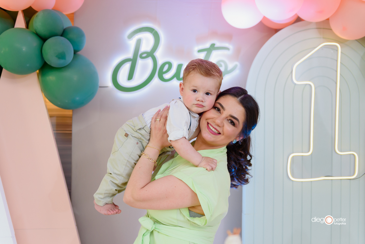 Aniver 1º aninho Bento com a mãe Soledade/RS Betti Eventos Viale