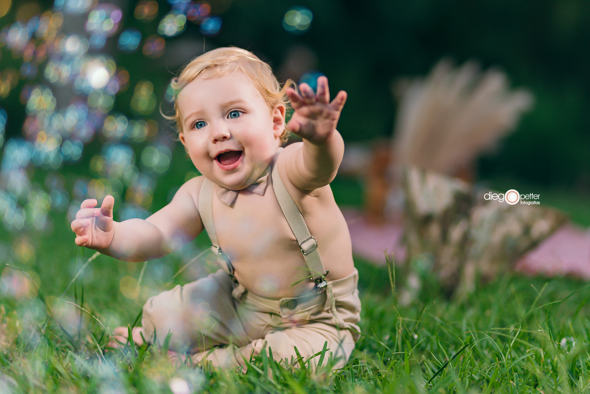 ensaio infantil bebê 1º aninho aniversário redenção porto alegre bolhas de sabão
