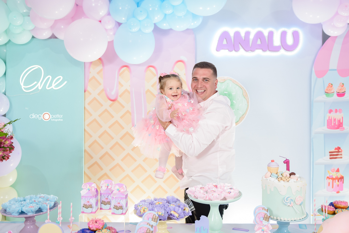 pai e filha aniversário de 1 ano