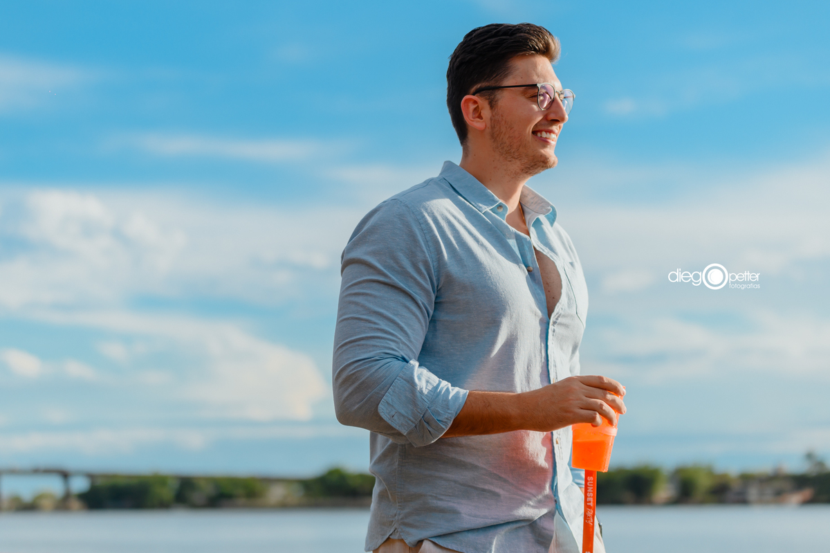 pose para foto na festa de final de ano da empresa por do sol guaíba