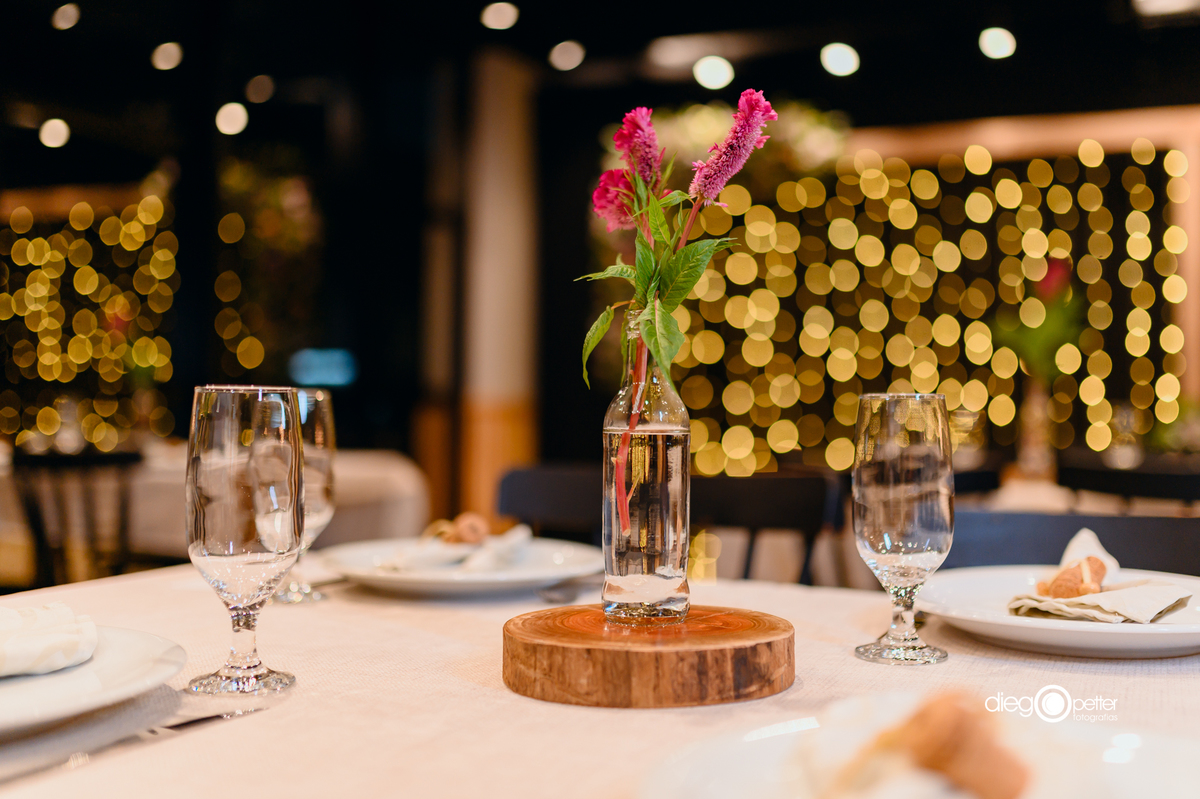 Decoração recepção formatura biomedicina no restaurante colonos soledade