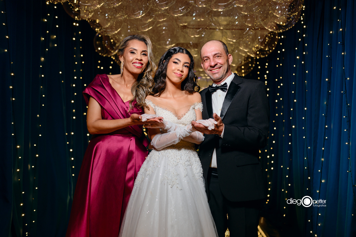 foto debutante com família