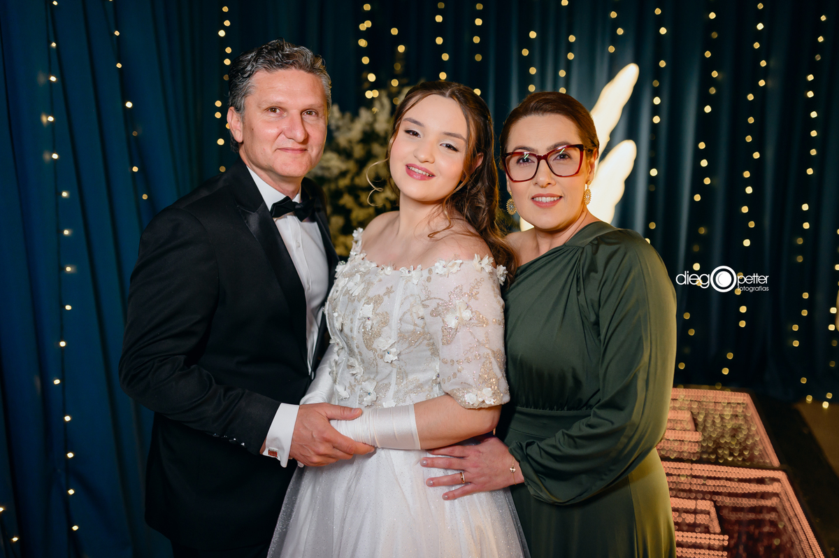 foto debutante com família
