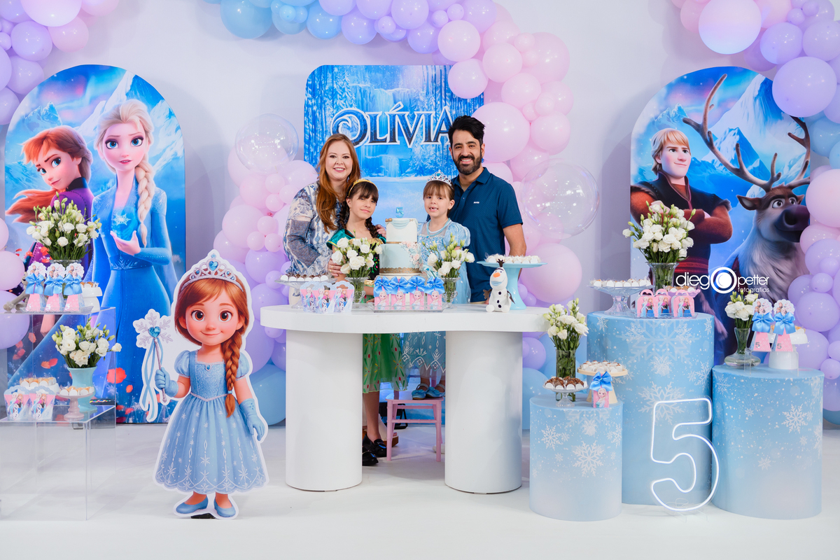 foto família aniversário frozen