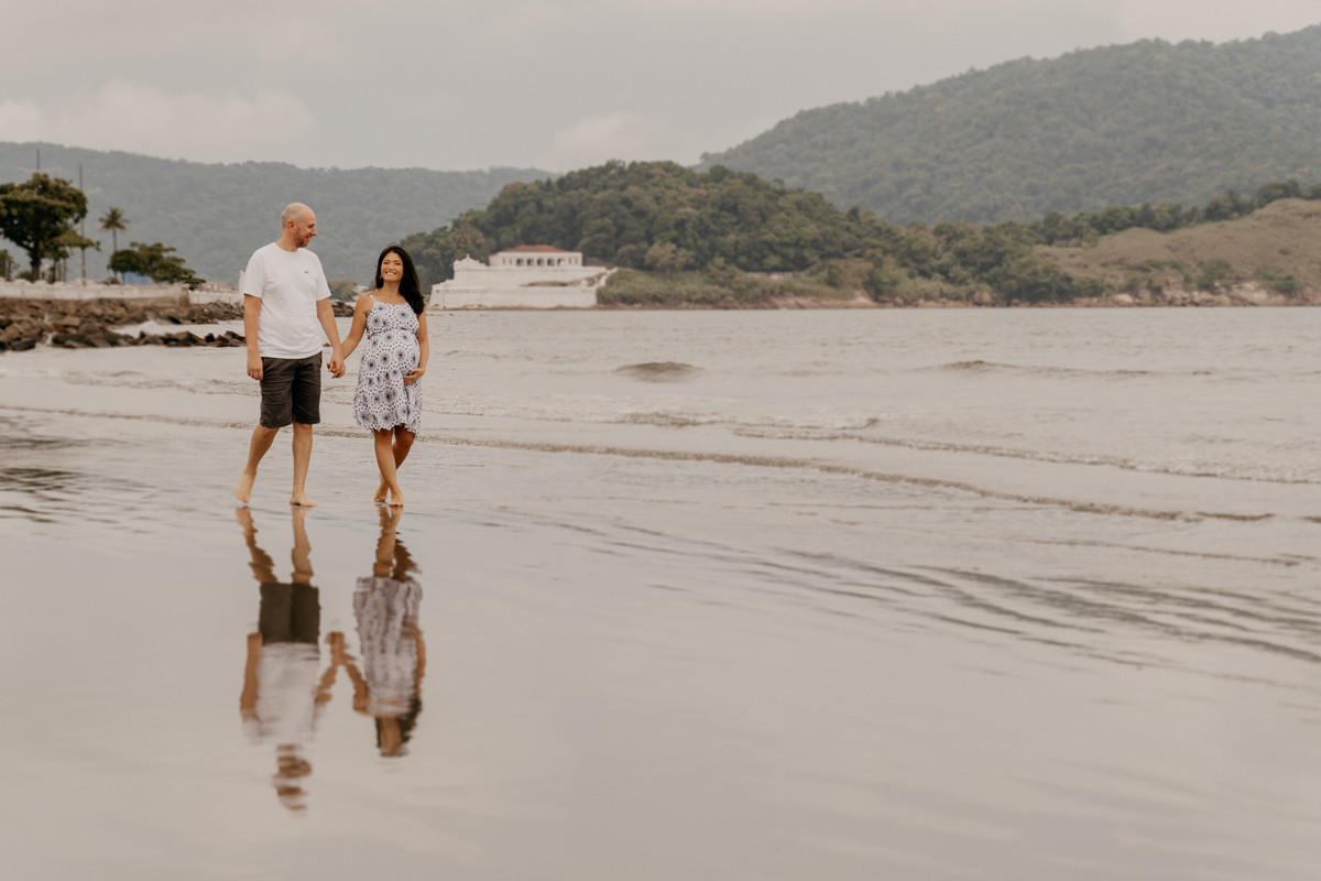 Ensaio Gestante na Praia em Santos