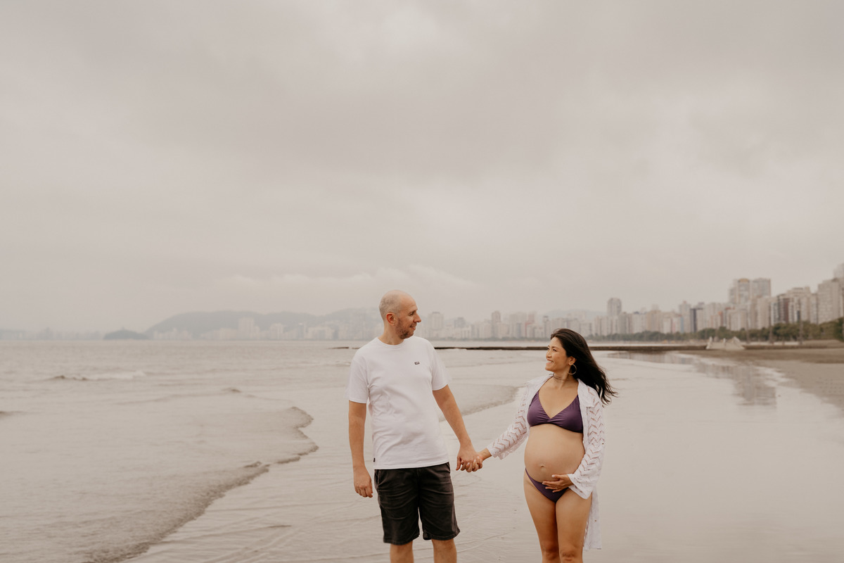 Ensaio Gestante na Praia em Santos
