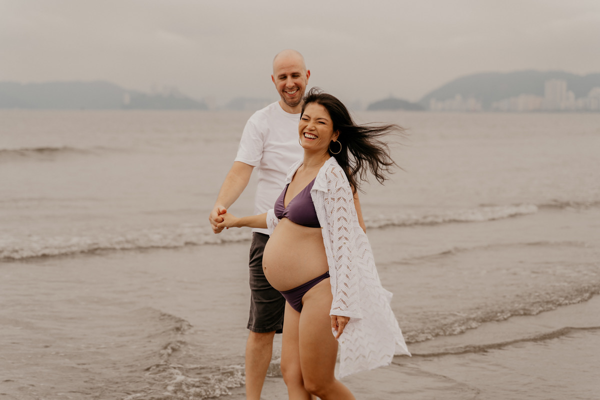 Ensaio Gestante na Praia em Santos