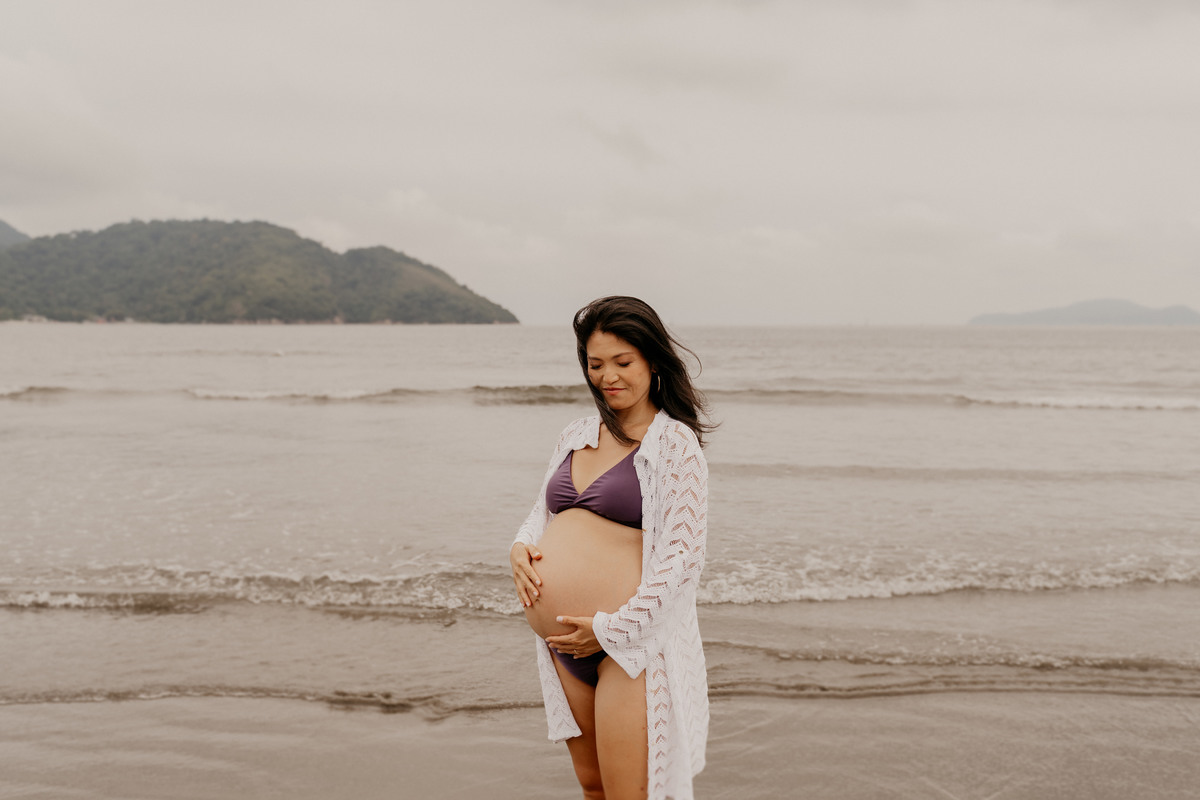 Ensaio Gestante na Praia em Santos