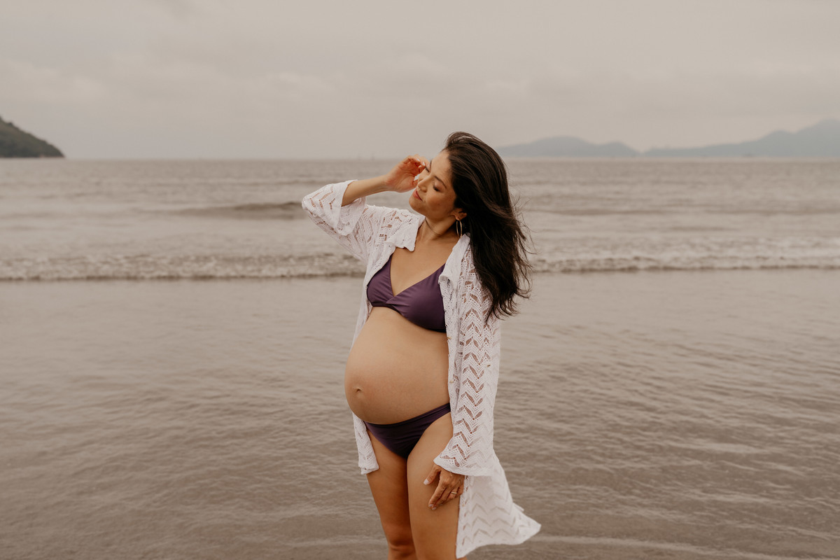 Ensaio Gestante na Praia em Santos