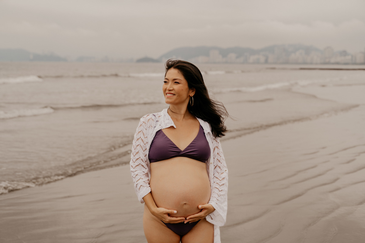 Ensaio Gestante na Praia em Santos