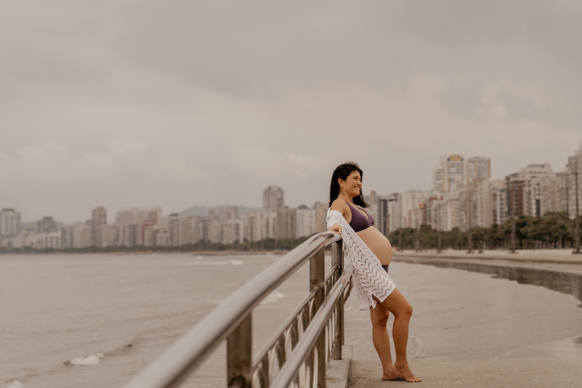 Ensaio Gestante na Praia em Santos