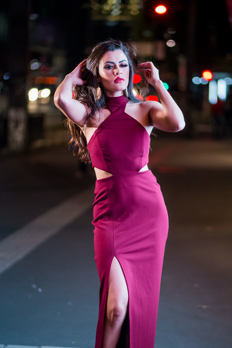 Ensaio noturno com a Aline Alvez