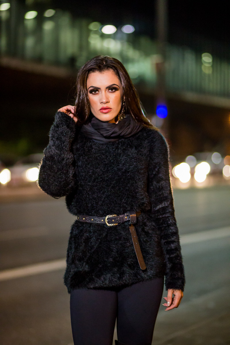 Ensaio noturno com a Aline Alvez