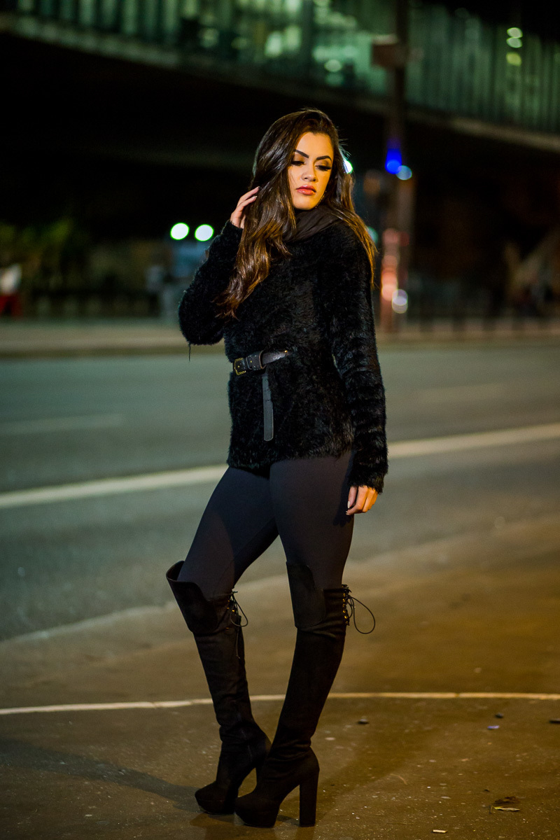 Ensaio noturno com a Aline Alvez