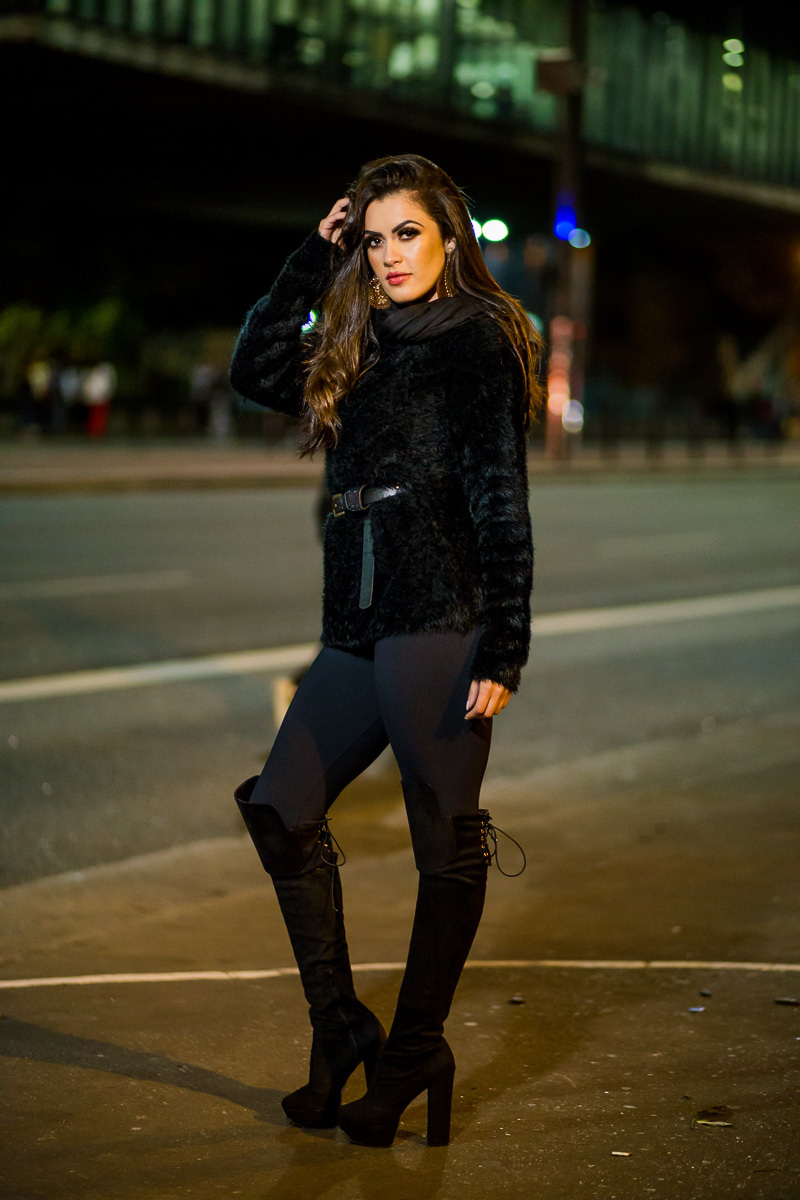 Ensaio noturno com a Aline Alvez