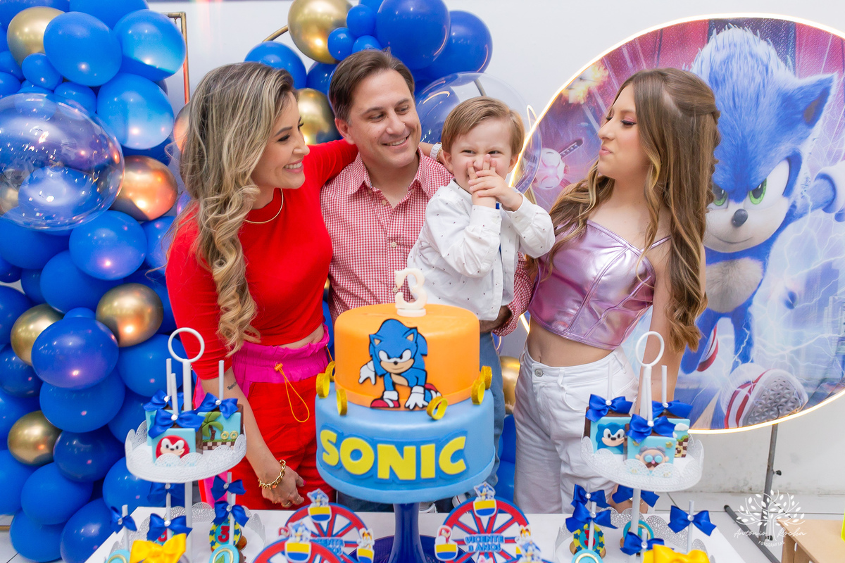 Vicente – 3 Anos – Sonic – Marcelo – Paula – Valentina - Fotografia de Família –- Parabéns – Antonio Rocha Fotografias – Pelotas 