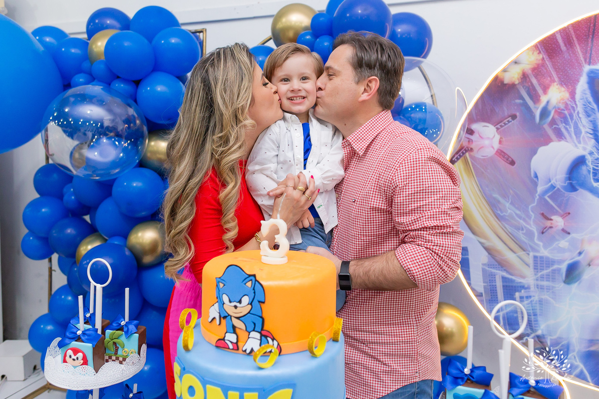 Vicente – 3 Anos – Sonic – Marcelo – Paula – Valentina - Fotografia de Família –- Parabéns – Antonio Rocha Fotografias – Pelotas 