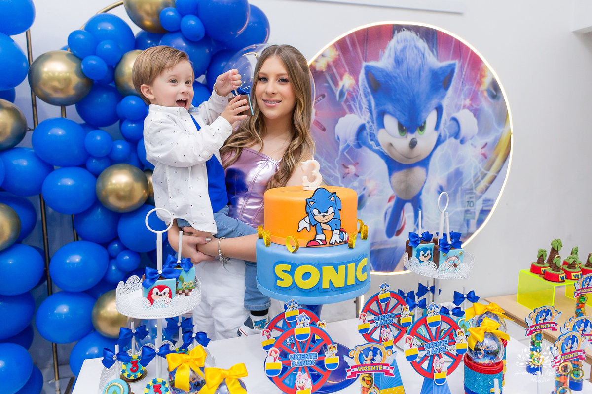 Vicente – 3 Anos – Sonic – Marcelo – Paula – Valentina - Fotografia de Família –- Parabéns – Antonio Rocha Fotografias – Pelotas 