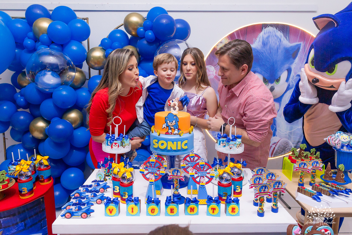 Vicente – 3 Anos – Sonic – Marcelo – Paula – Valentina - Fotografia de Família –- Parabéns – Antonio Rocha Fotografias – Pelotas 