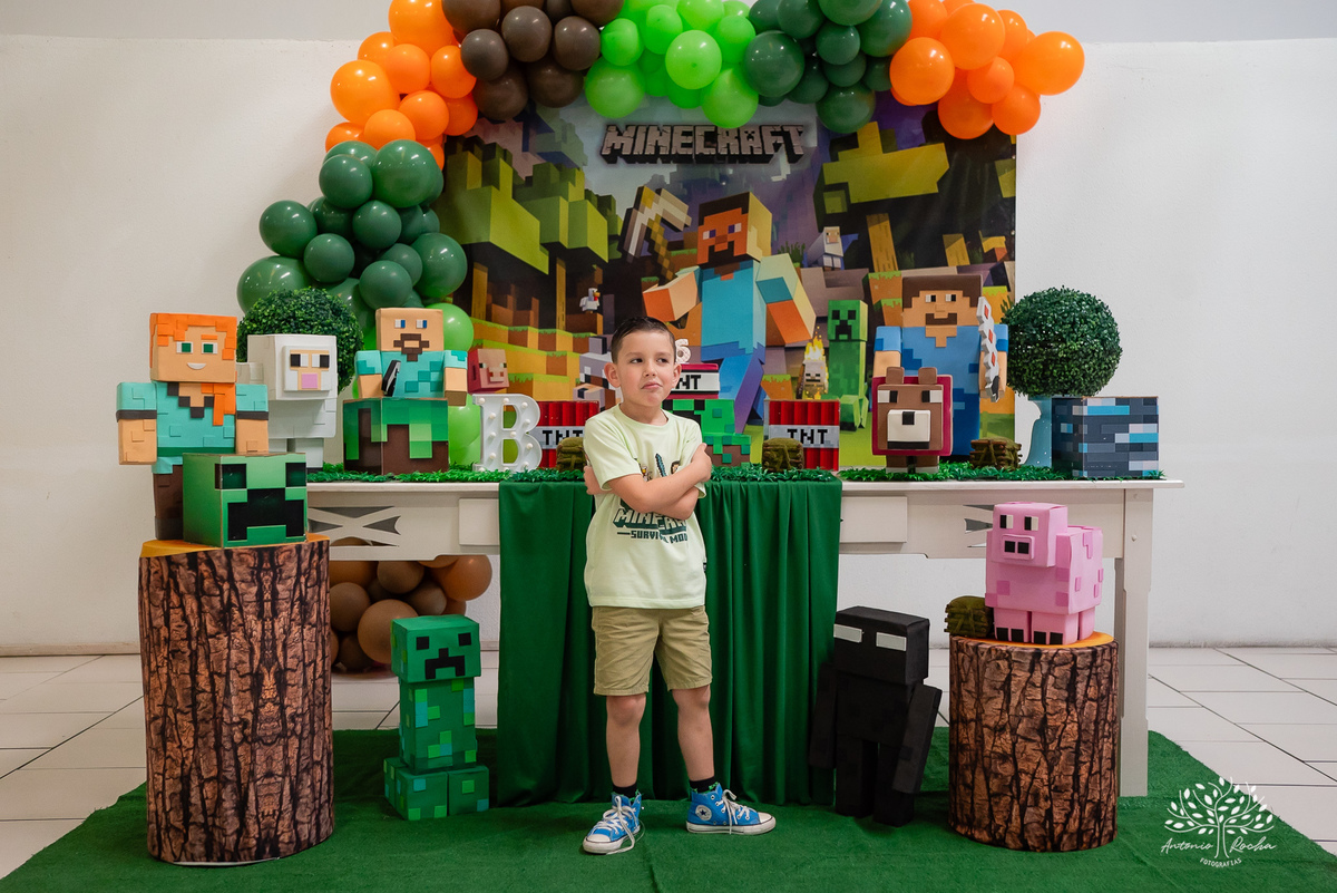 Bernardo – Bê – Douglas – Bianca - Antonella - Criança Feliz – Fotografia de Família – Minecraft - Parabéns – Antonio Rocha Fotografias – Pelotas