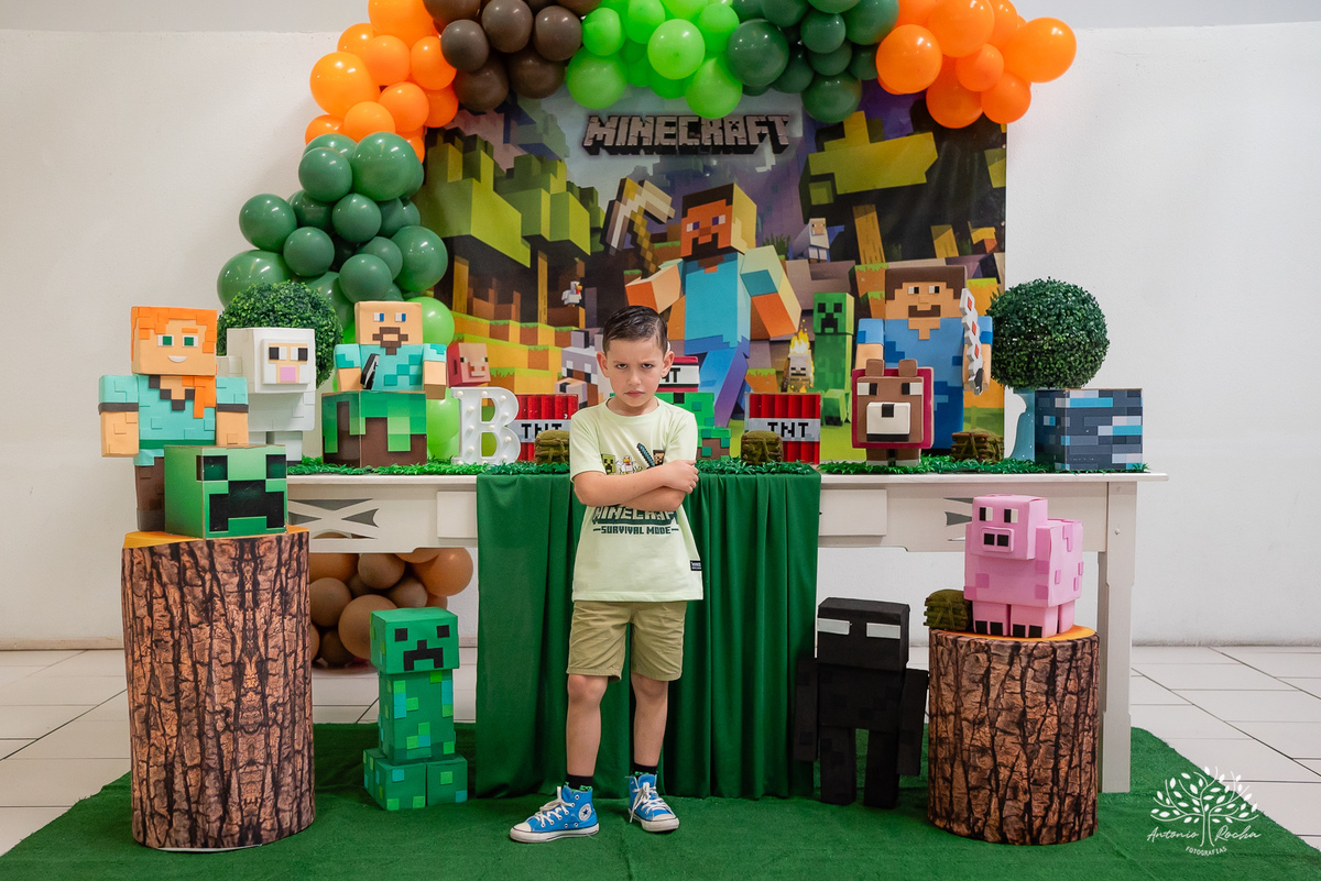 Bernardo – Bê – Douglas – Bianca - Antonella - Criança Feliz – Fotografia de Família – Minecraft - Parabéns – Antonio Rocha Fotografias – Pelotas