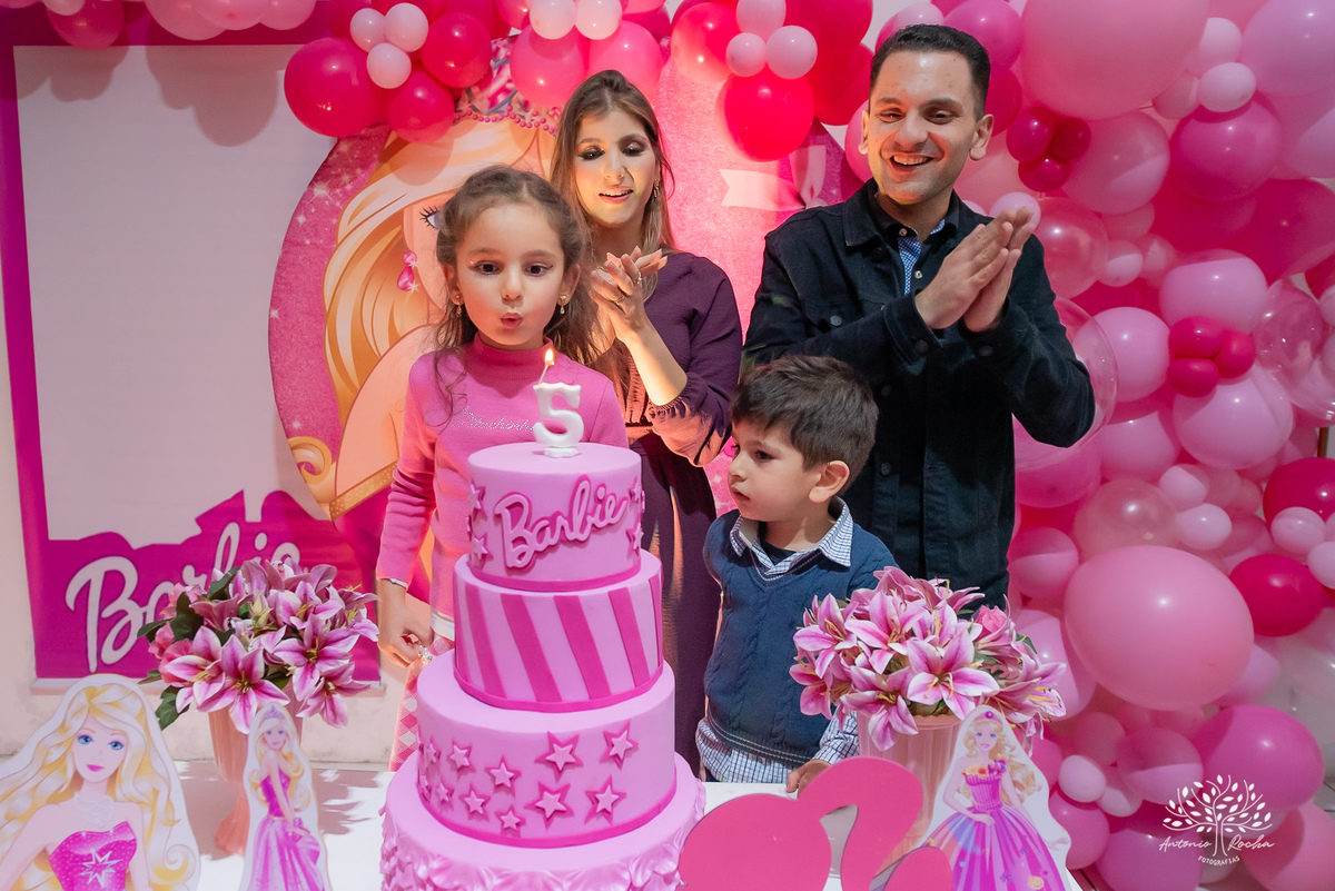 Sarah – 5 anos - Festa Infantil - Festa de Criança - Fotografia de Família – Barbie - Antonio Rocha Fotografias - Satolep - Pelotas