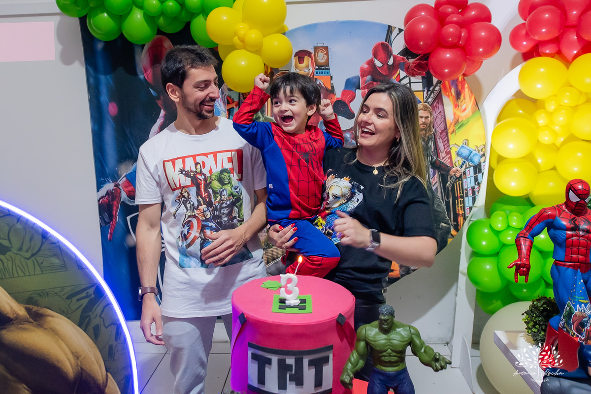 Paolo - 3 anos - Festa Infantil - Festa de Criança - Fotografia de Família – Marvel – Homem Aranha – Arte e Riso – Antonio Rocha Fotografias - Satolep - Pelotas