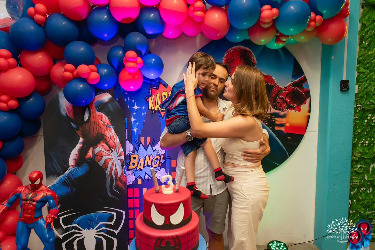 Romeu – 3 anos – Candy Club – Festa Infantil – Festa de Criança – Fotografia Infantil – Fotografia de Família – Homem Aranha - Pelotas - Antonio Rocha Fotografias