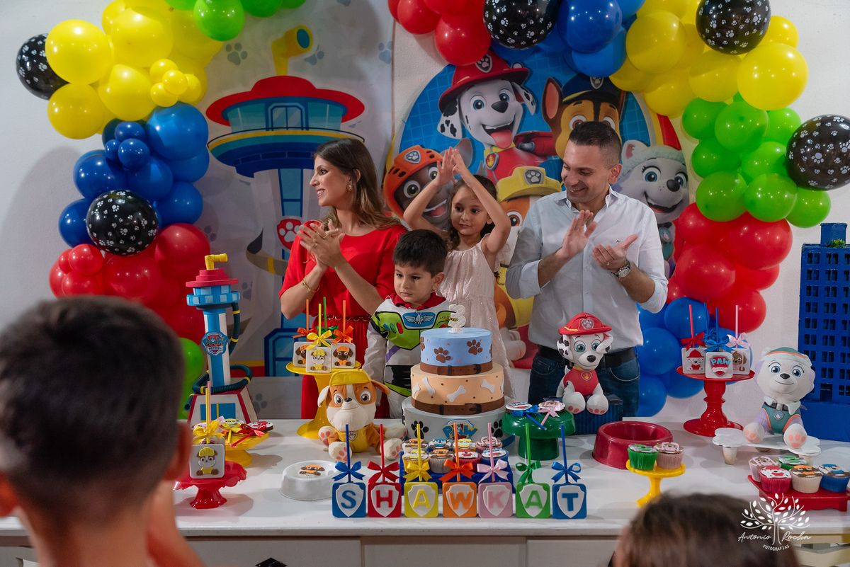 Shaawkat - 3 anos – Cliff Kids – Patrulha Canina – Sara – Mario Quintana – festa em salão – festa infantil – Antonio Rocha Fotografias - Pelotas