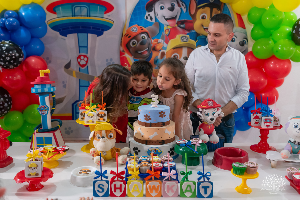 Shaawkat - 3 anos – Cliff Kids – Patrulha Canina – Sara – Mario Quintana – festa em salão – festa infantil – Antonio Rocha Fotografias - Pelotas