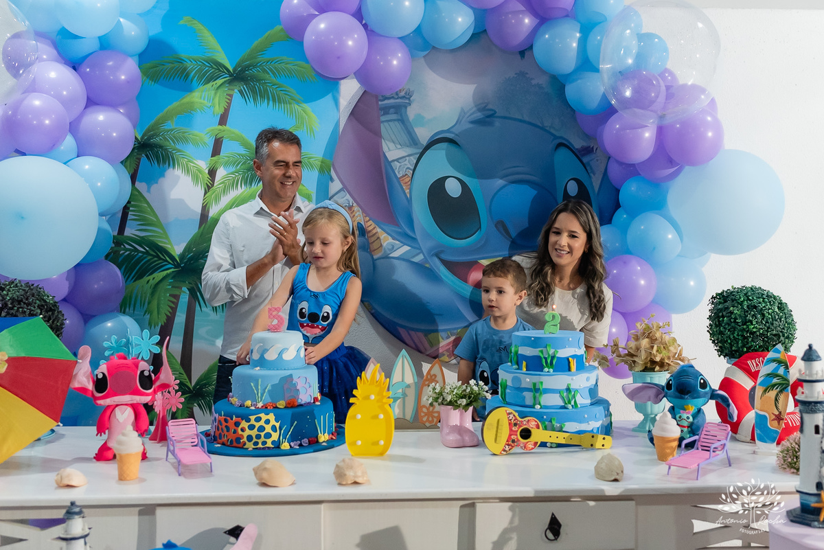 aniversário duplo - Sofia - Pedro - festa - tema Stitch - diversão - crianças - roxito -  fotografia - Cliff Kids - Antonio Rocha Fotografias - Pelotas - Tombo legal - festa no salão