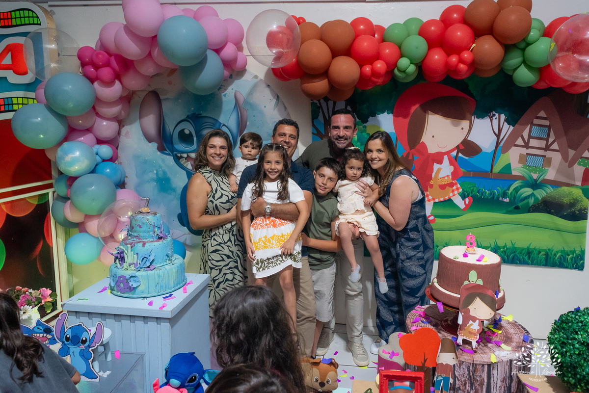 festa infantil - fotografia infantil - registro de infância - Maria Eduarda 7 anos - Marian 3 anos - Stitch - Chapeuzinho Vermelho - fotografia profissional - infância feliz - Antonio Rocha Fotografias - Pelotas