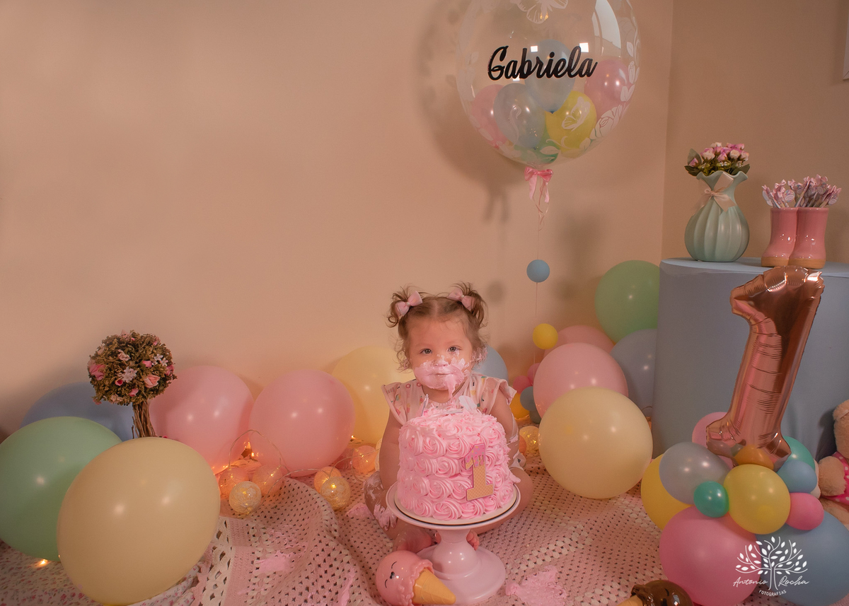 Gabriela – Smash The Cake – Ensaio – Ensaio Infantil – Criança – Primeiro Aninho – Mundo Rosa – Feliz Aniversário – Fotografia de Família – Pelotas – @antoniorochafotografias – www.arfotografias.com.br