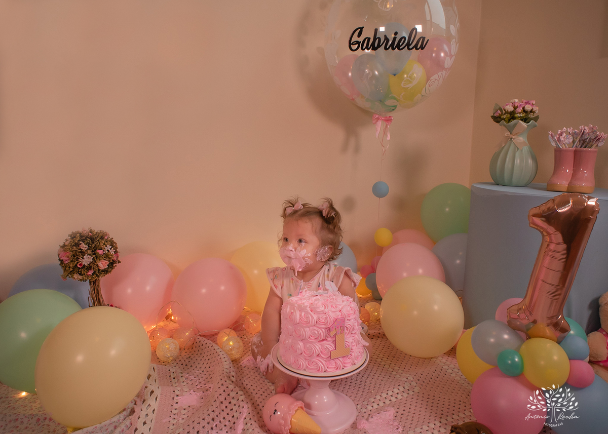 Gabriela – Smash The Cake – Ensaio – Ensaio Infantil – Criança – Primeiro Aninho – Mundo Rosa – Feliz Aniversário – Fotografia de Família – Pelotas – @antoniorochafotografias – www.arfotografias.com.br