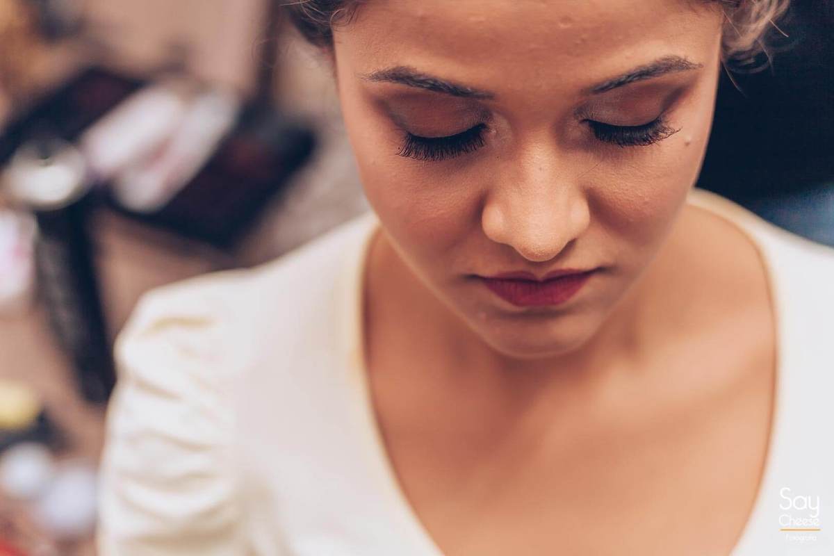 detalhe cílios da noiva