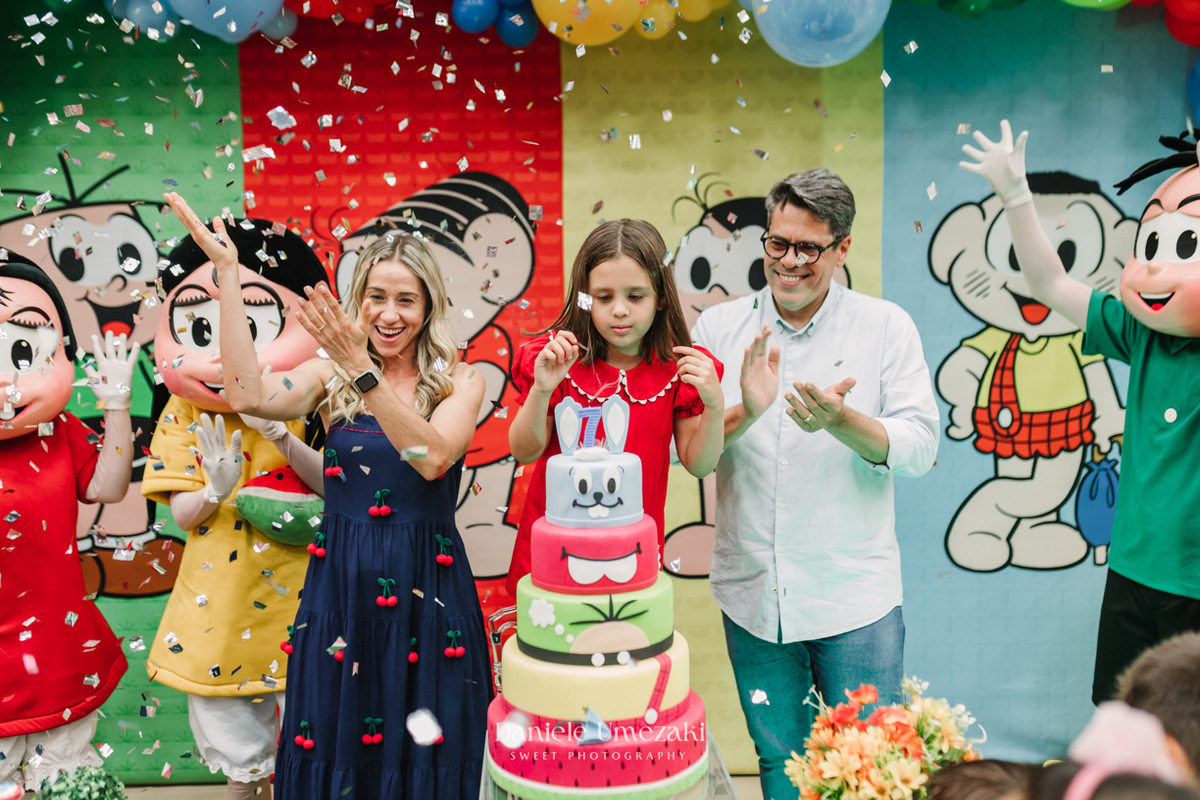 Aniversário de 7 anos da Louise, comemorado no Buffet Santa ArRuaça, em Mogi das Cruzes, com o tema Turma da Mônica. Um registro afetivo e divertido feito pela fotógrafa Dani Umezaki, que acompanha a família desde o 1º aninho da Louise.