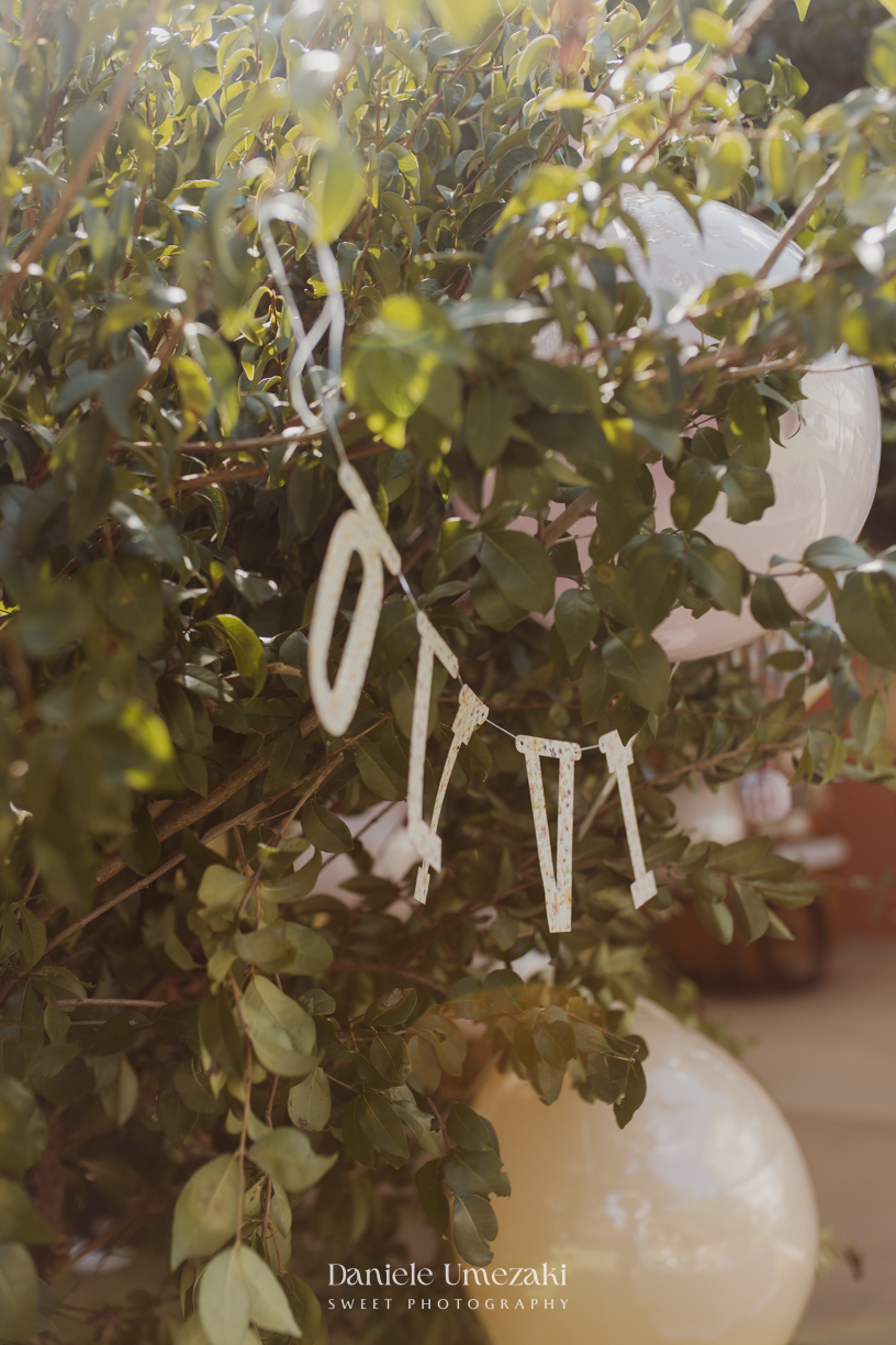 Olivia comemorando seu primeiro aniversário no Quintal Pitangueira, em Mogi das Cruzes, com decoração da Ju, da Cerejeira Decora, fotografada por Dani Umezaki