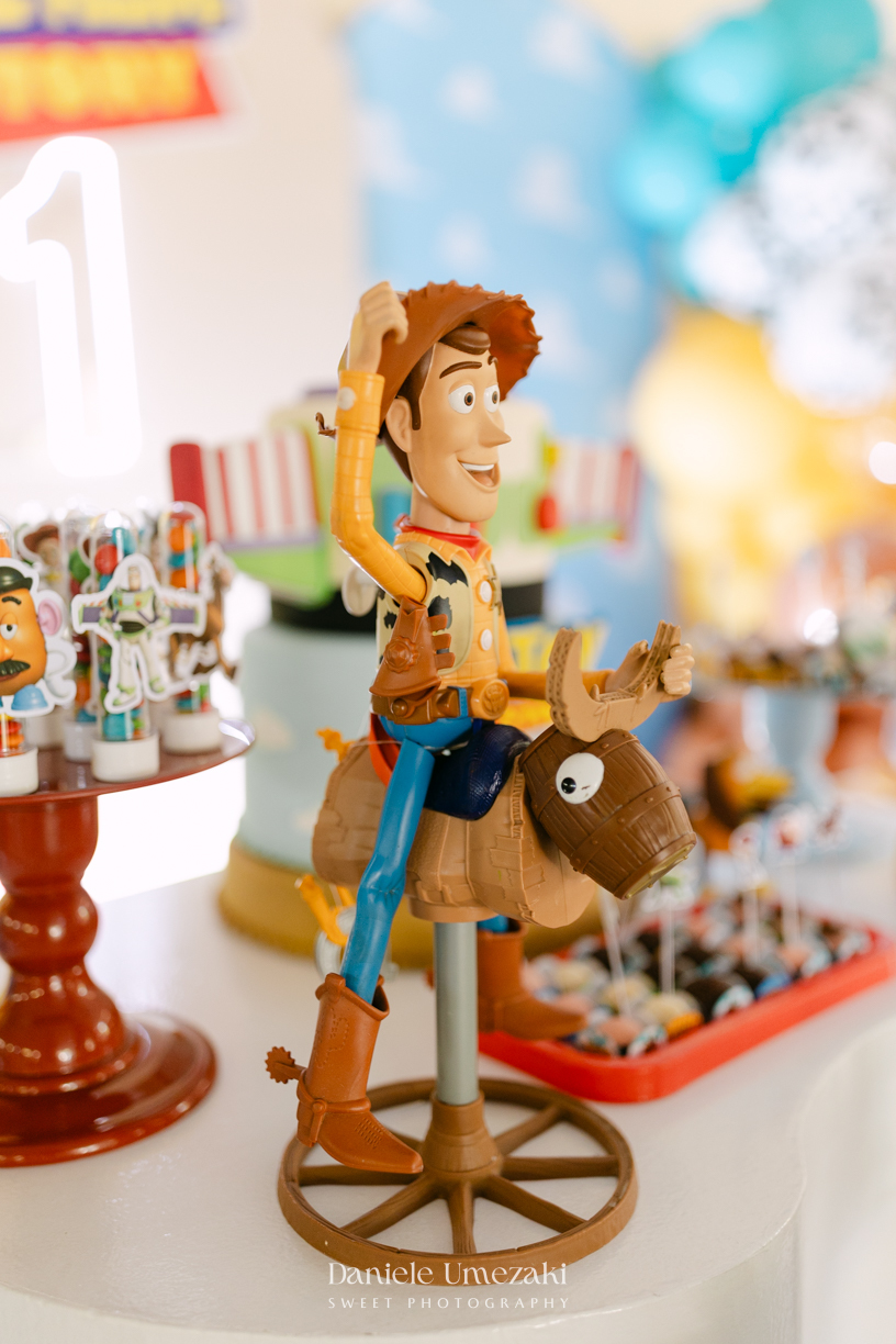 Luiz Felipe comemorando seu primeiro aniversário em Salesópolis, em uma festa com tema Toy Story e decoração da Paloma, da Detalier Decorações.