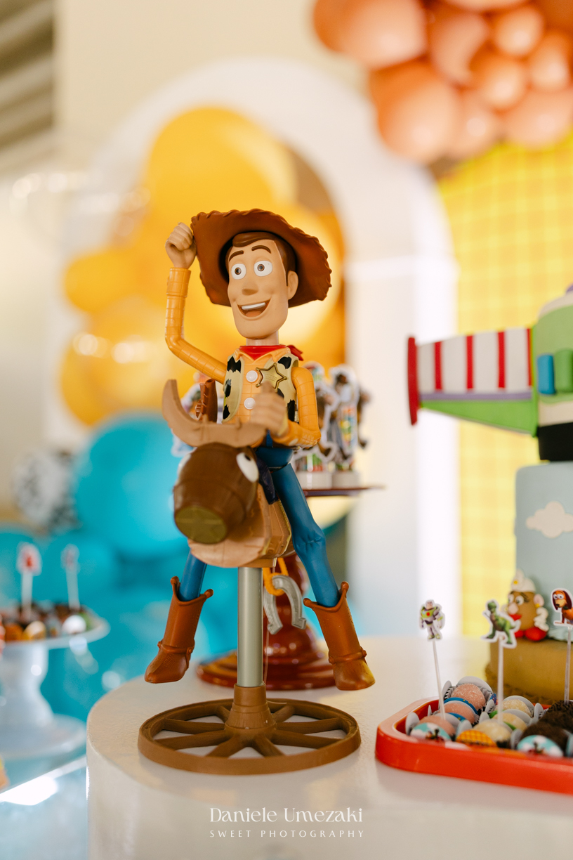Luiz Felipe comemorando seu primeiro aniversário em Salesópolis, em uma festa com tema Toy Story e decoração da Paloma, da Detalier Decorações.