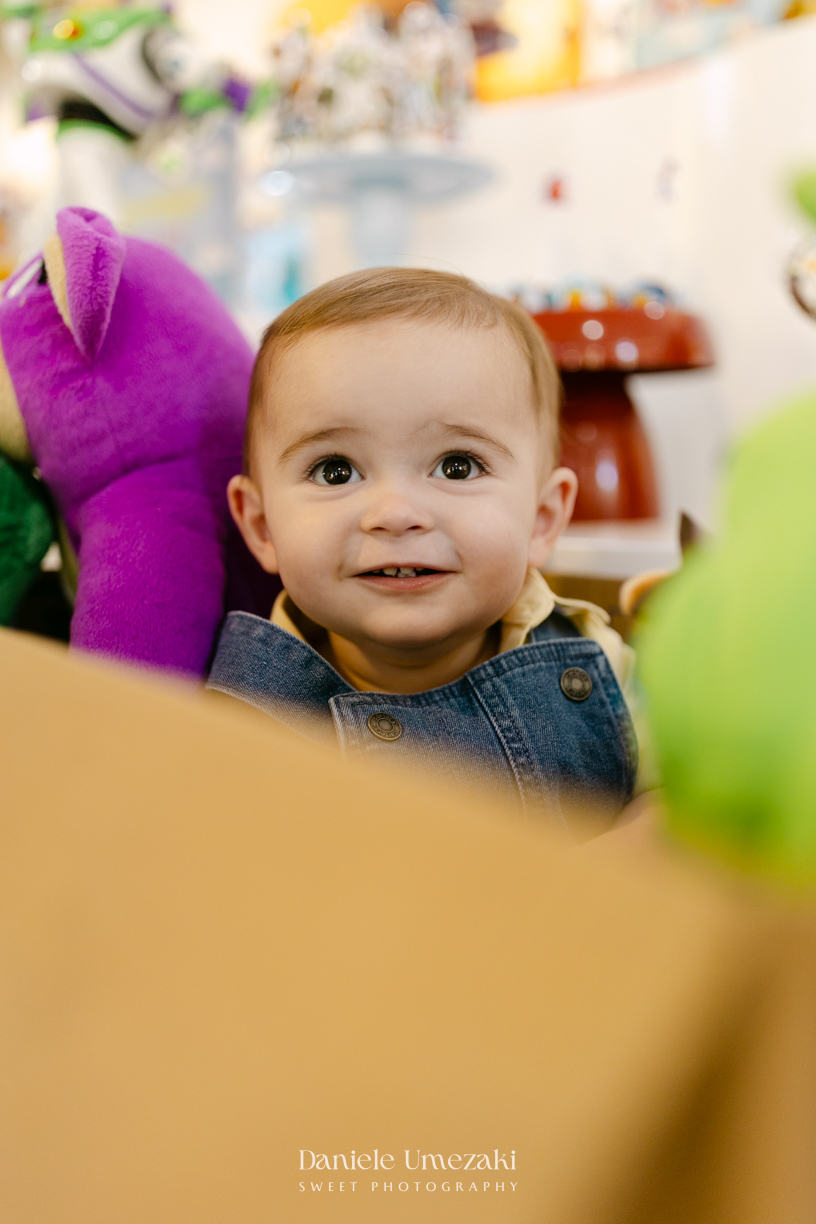 Luiz Felipe comemorando seu primeiro aniversário em Salesópolis, em uma festa com tema Toy Story e decoração da Paloma, da Detalier Decorações.