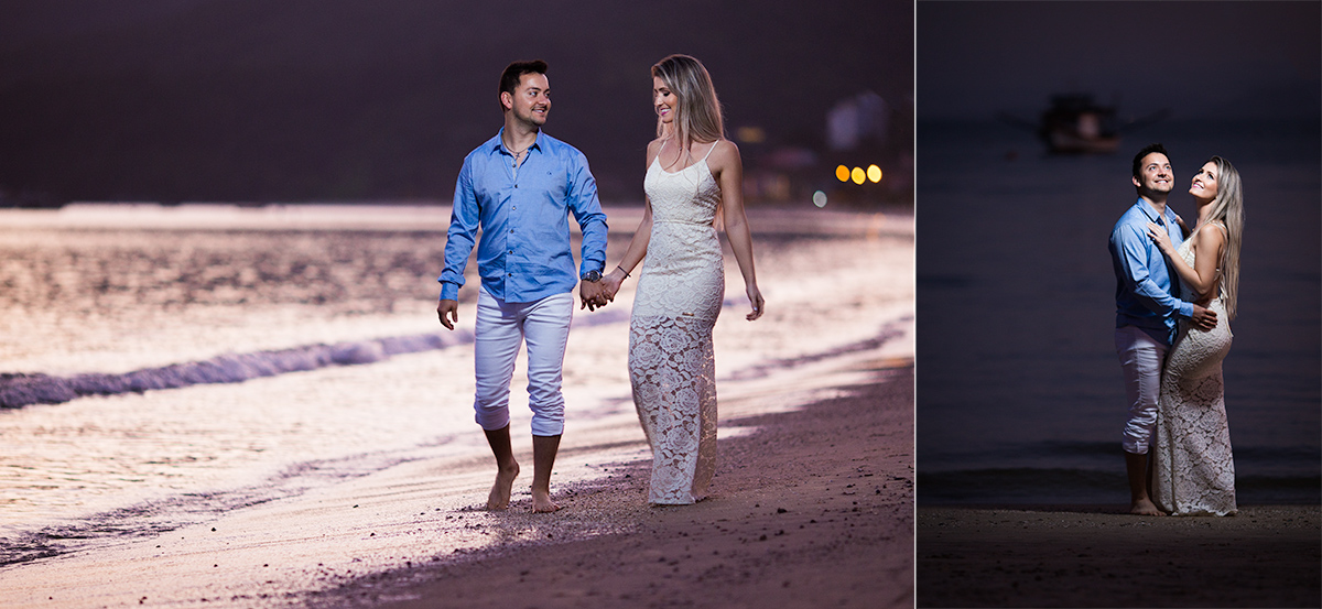 casal caminhando em praia de bombinhas
