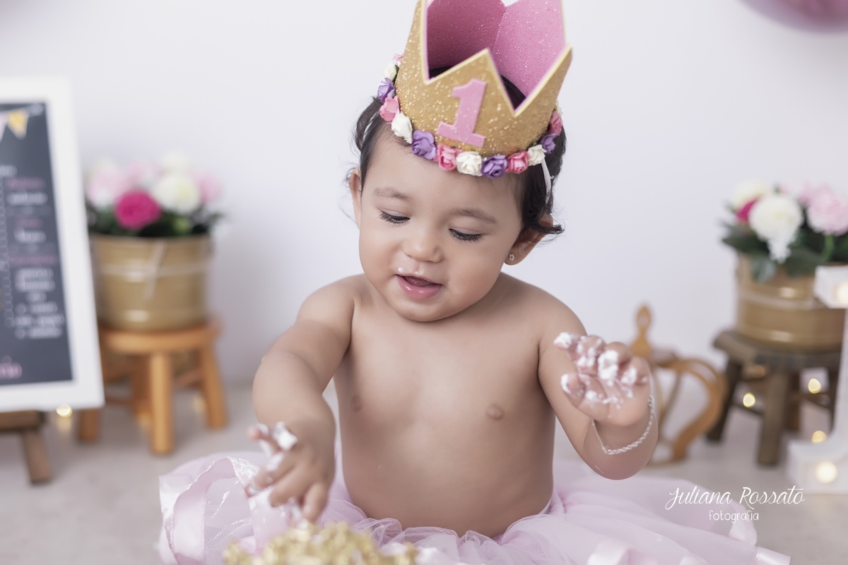 Smash The Cake e Fruit - Heloísa - Princesa Realeza - 1 Ano - São Paulo - SP