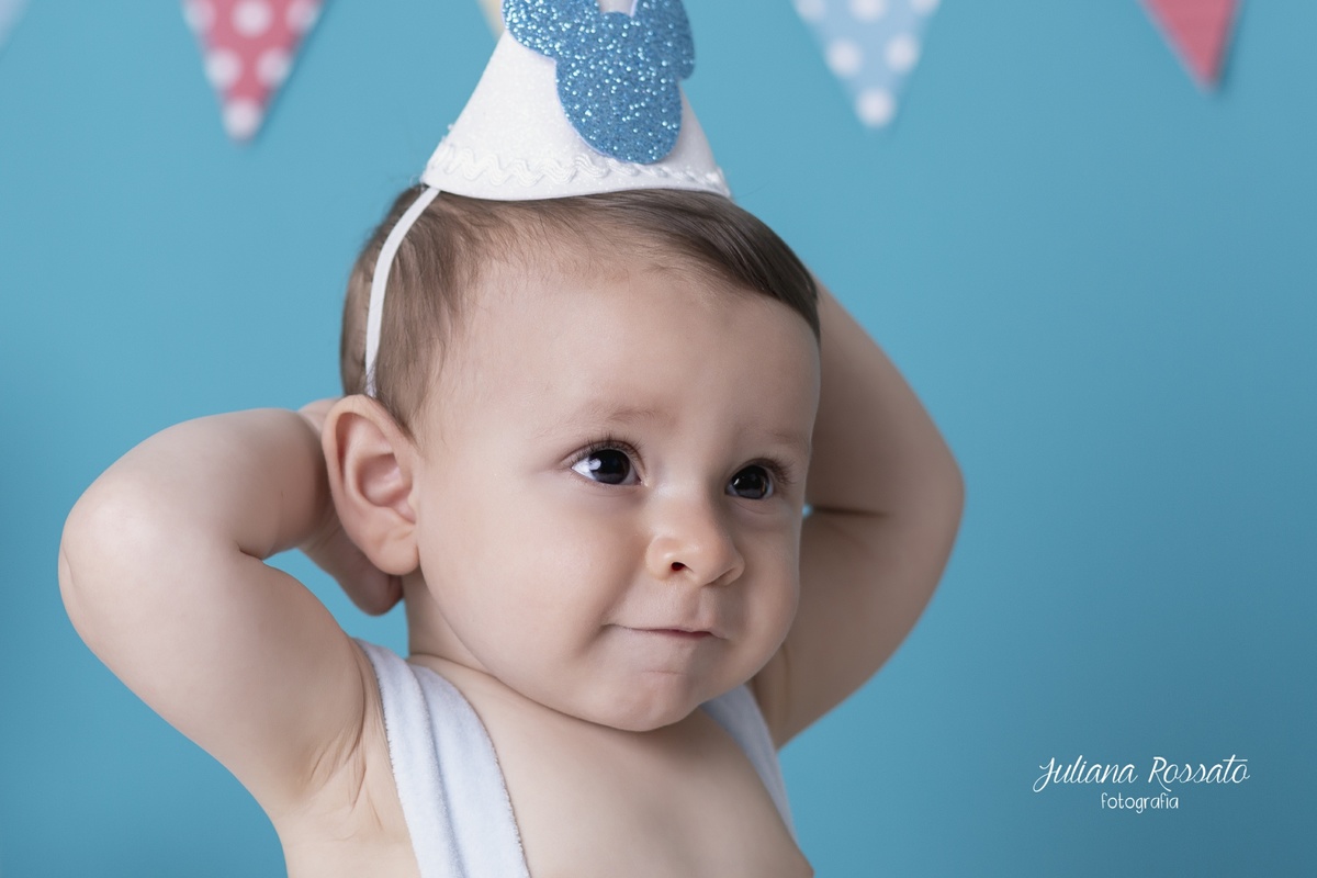 Juliana Rossato Fotografia, são paulo, interlagos, zona sul, jardim consórcio, estúdio fotográfico, ensaio infantil, SP, acompanhamento infantil, cake, smash the cake, ensaio de aniversário, bolo, 1 ano, um ano, mickey, azul, turquesa