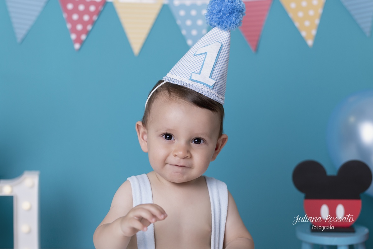 Juliana Rossato Fotografia, são paulo, interlagos, zona sul, jardim consórcio, estúdio fotográfico, ensaio infantil, SP, acompanhamento infantil, cake, smash the cake, ensaio de aniversário, bolo, 1 ano, um ano, mickey, azul, turquesa