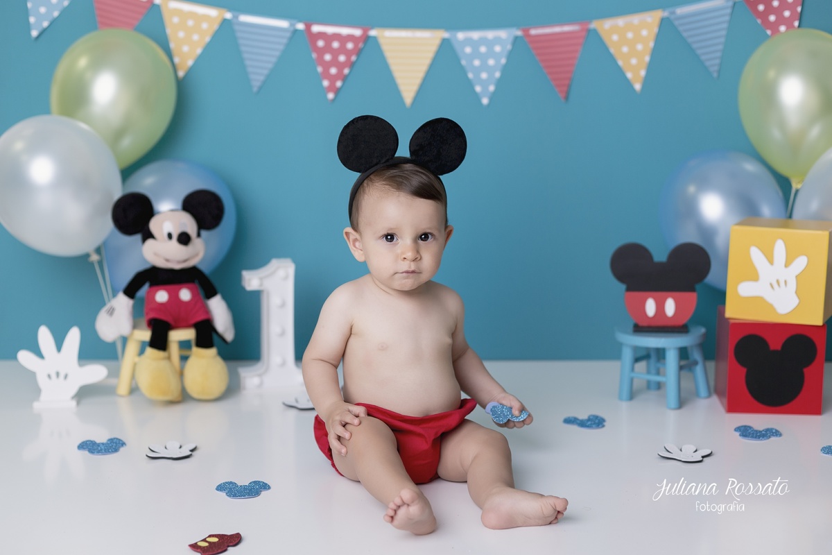 Juliana Rossato Fotografia, são paulo, interlagos, zona sul, jardim consórcio, estúdio fotográfico, ensaio infantil, SP, acompanhamento infantil, cake, smash the cake, ensaio de aniversário, bolo, 1 ano, um ano, mickey, azul, turquesa