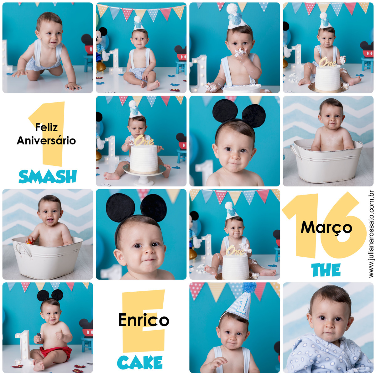 Juliana Rossato Fotografia, são paulo, interlagos, zona sul, jardim consórcio, estúdio fotográfico, ensaio infantil, SP, acompanhamento infantil, cake, smash the cake, ensaio de aniversário, bolo, 1 ano, um ano, mickey, azul, turquesa