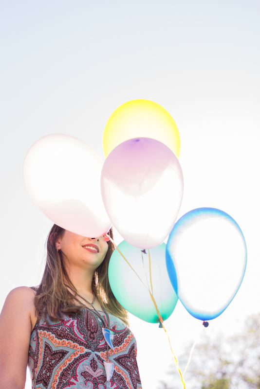 foto com balão no sol