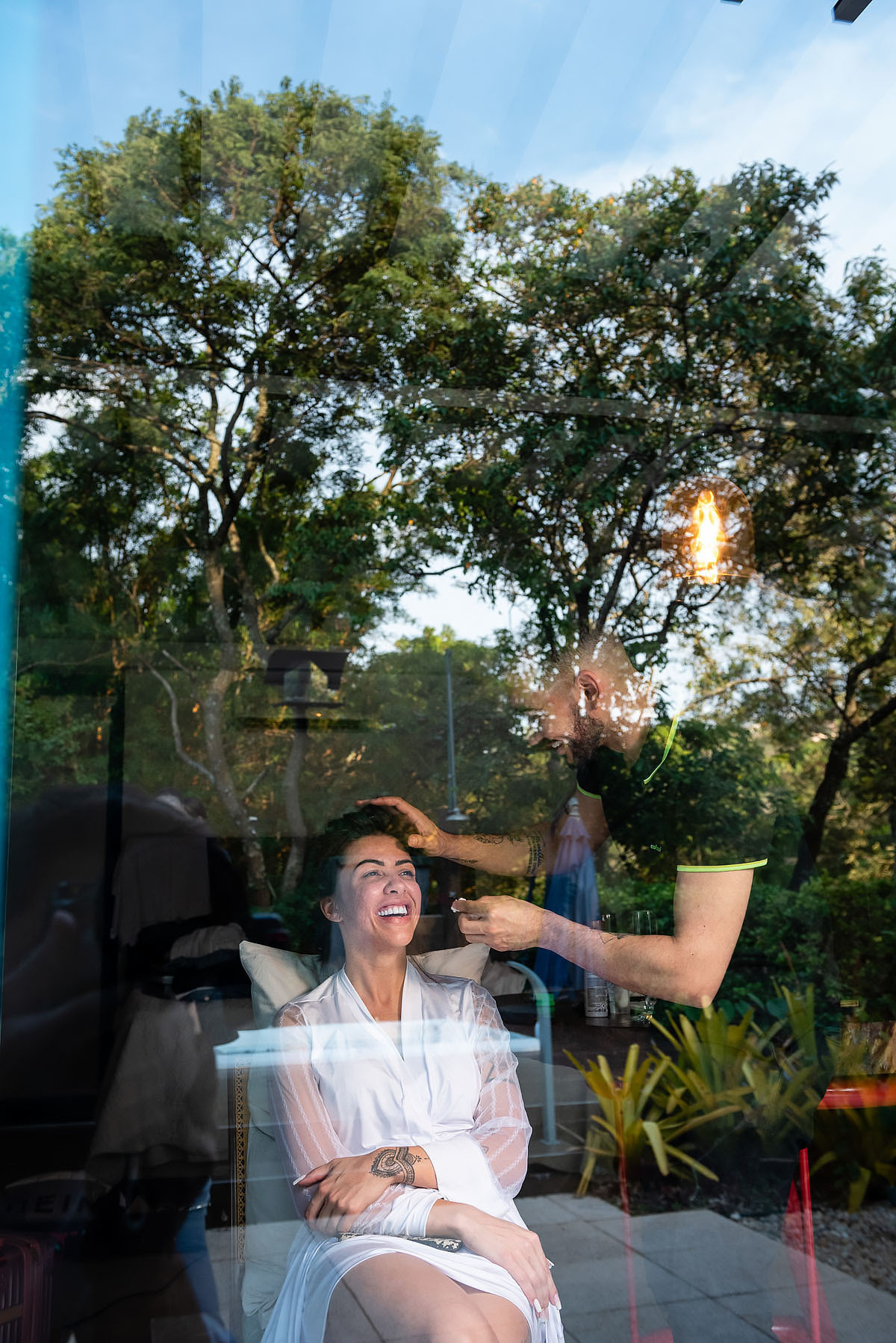 Noiva no making of no Alto das Palmeiras